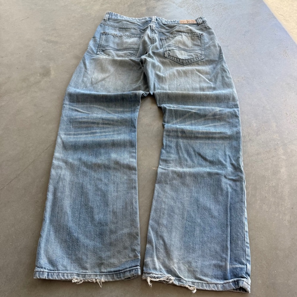 Express Jeans Mens 32x32 Light Wash Wide Leg Relaxed Fit Distressed Y2K Denim